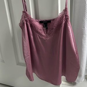 Forever 21 Purple Silk and Lace Top.